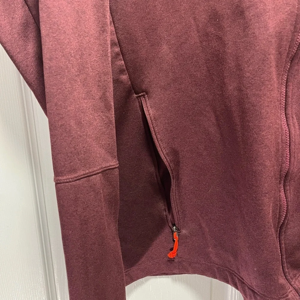The North Face Men's Maroon Hoodie Jacket with Orange Accents